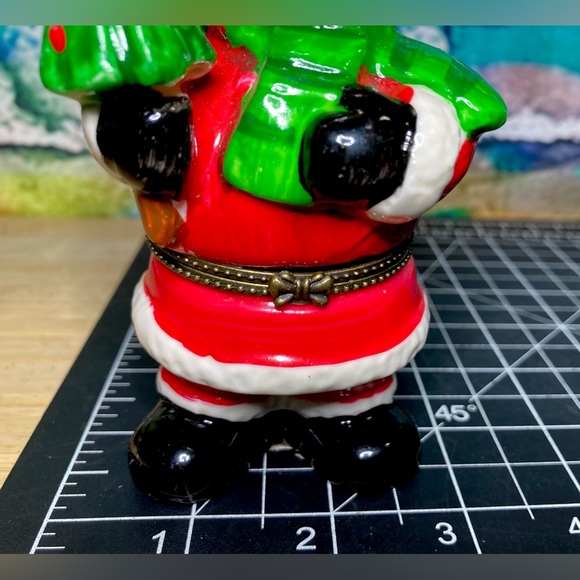 LARGE Vintage Santa Reindeer Limoges Style Hinged Trinket Box - Picture 8 of 11